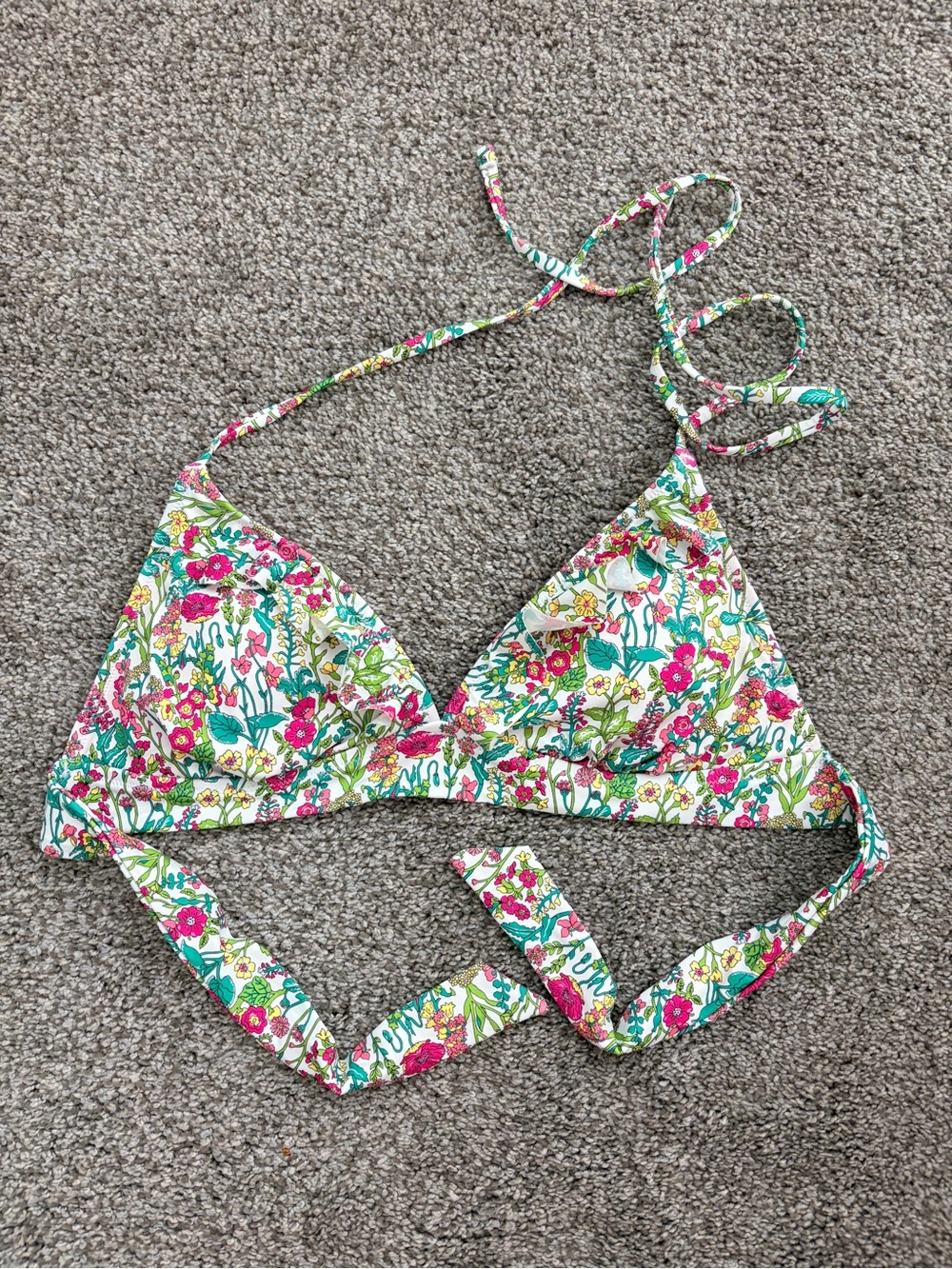 J.Crew Women Floral Triangle Bikini Top size M